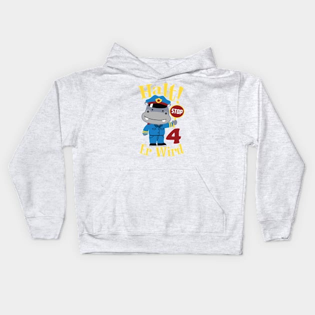 4 Geburtstag Kinder Polizei 4 jahre Kids Hoodie by HBfunshirts